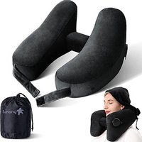 Inflatable Neck Support Travel Pillow with Hoodie - 3 Colours RRP £19.99 Sale price £12.99