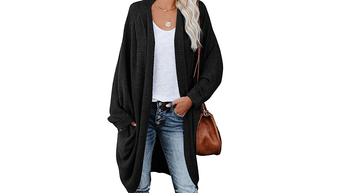 Women's Waffle Knit Batwing Cardigan - 7 Colours & 4 Sizes was £ now £17.99