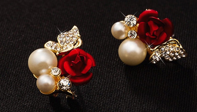 Rose Pearl Swarovski Crystal Earrings was £ now £9.99