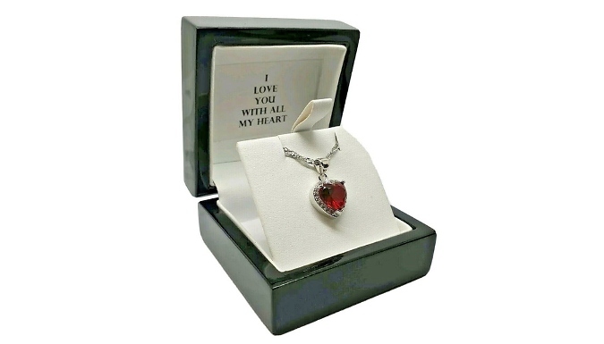 Heart Cut Ruby White Gold Necklace with Gift Box was £ now £39.99