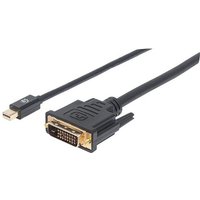 Manhattan Mini DisplayPort 1.2a to DVI-D 24+1 Cable (Clearance Pricing) 1080p@60Hz 1.8m Male to Male Compatible with DVD-D Black Lifetime Warranty Polybag RRP £18.99 Sale price £15.27