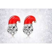 Crystal Santa Hat Christmas Earrings - Silver | Wowcher RRP £18.00 Sale price £3.99