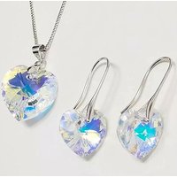 Crystal Heart Earrings & Pendant Set - Silver | Wowcher RRP £79.00 Sale price £5.99