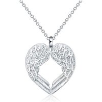 Angel Wings Heart Necklace - Silver | Wowcher RRP £55.00 Sale price £7.99
