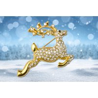 Gold Crystal Festive Dancer Reindeer Brooch - Silver | Wowcher RRP £29.00 Sale price £4.49