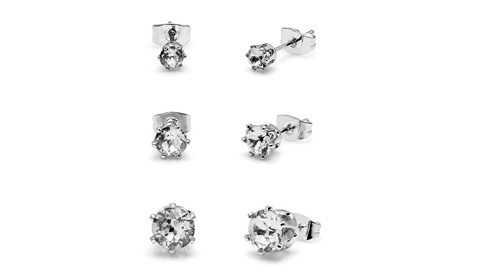 Set of Three Crystal Stud Earrings - 2 Colours was £ now £9.99