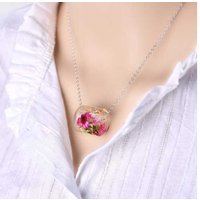 Flower Transparent Cylindrical Pendant - Silver | Wowcher RRP £19.99 Sale price £8.99