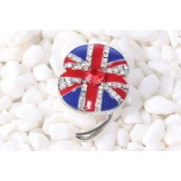 Sparkling Union Jack Poppy Brooch With Crystals - Silver | Wowcher RRP £39.99 Sale price £4.99