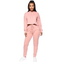 Women'S Hooded Cropped Two Piece Sports Set - 5 Colours - Black | Wowcher RRP £45.99 Sale price £17.99