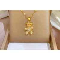 Real Gold Crystal Teddy Bear Pendant - Silver | Wowcher RRP £38.99 Sale price £11.99