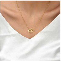 Gold Crystal Linked Heart Necklace - Silver | Wowcher RRP £49.99 Sale price £6.99