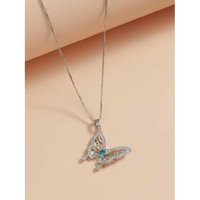 Blue Crystal Butterfly Silver Necklace | Wowcher RRP £20.99 Sale price £6.99