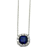 Cushion Cut Sapphire Pendant Necklace - Silver | Wowcher RRP £99.99 Sale price £89.99