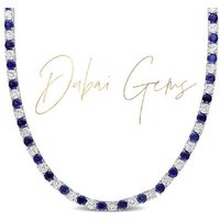 Round Cut And Blue Sapphire Necklace - White Gold | Wowcher RRP £189.99 Sale price £89.99