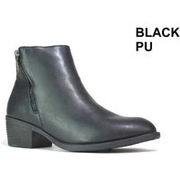 Women' Side Zipper Classic Ankle Boots. - Black | Wowcher RRP £19.99 Sale price £12.99