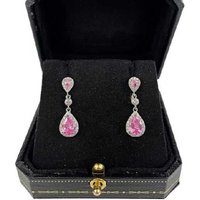 Pink Pear Cut Created Diamond Earrings - White Gold | Wowcher RRP £149.99 Sale price £49.99
