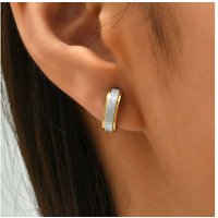 Two Tone Crystal Stud Earrings Clip Cuff - Silver | Wowcher RRP £49.99 Sale price £4.50