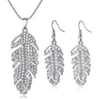 Feather Design Necklace & Earrings Set - Gold Or Silver | Wowcher RRP £49.99 Sale price £8.99