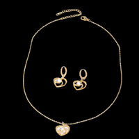 Gold Crystal Heart Earrings&Necklace Set - Silver | Wowcher RRP £29.99 Sale price £7.99