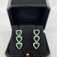 Green Emerald Heart Cut Dangle Earrings | Wowcher RRP £144.99 Sale price £44.99