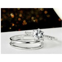 Brilliant Cut Eternity Double Ring Set - Silver | Wowcher RRP £69.99 Sale price £6.99
