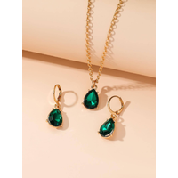 Water Drop Necklace & Clip-On Earrings - Silver | Wowcher RRP £23.99 Sale price £8.99