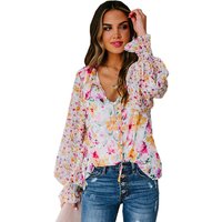 Women'S Floral Long-Sleeve Blouse - Pink