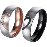 His & Hers Heart Promise Ring - Black Or Rose Gold | Wowcher RRP £15.99 Sale price £4.99