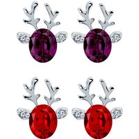 Christmas Reindeer Crystal Earrings - Red & Purple | Wowcher RRP £19.99 Sale price £3.99