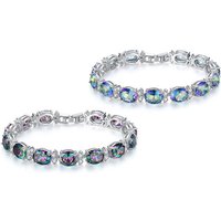Luxury Crystal & Lab-Created Rainbow Topaz Bracelet - 2 Colours! - Silver | Wowcher RRP £99.00 Sale price £9.99