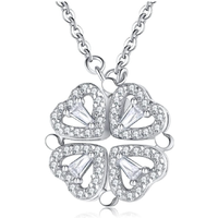 Magnetic Four Leaf Necklace+Md Box - Silver | Wowcher RRP £59.99 Sale price £10.00