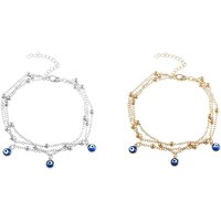 Boho Layered Evil Eye Anklet - Gold Or Silver | Wowcher RRP £9.99 Sale price £3.99